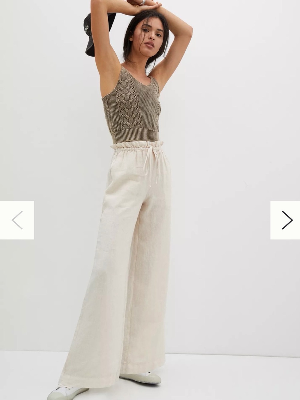 cloth & stone Cream Drawstring Wide-Leg Linen Pants